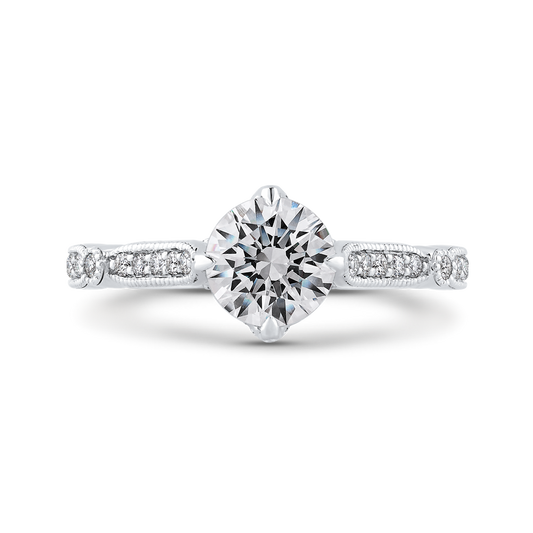 Round Diamond Engagement Ring in 14K White Gold (Semi-Mount)