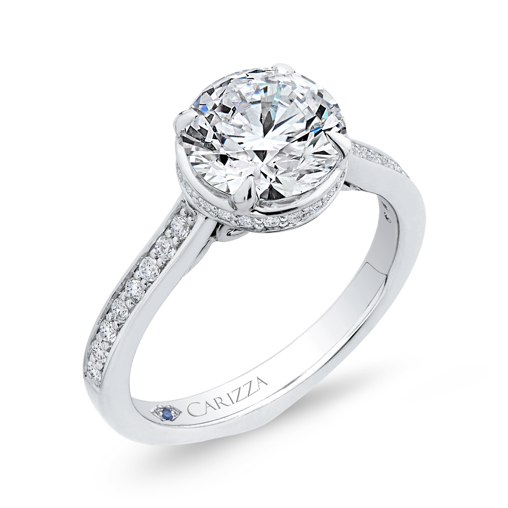 Round Diamond Engagement Ring in 14K White Gold (Semi-Mount)