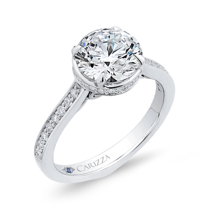 Round Diamond Engagement Ring in 14K White Gold (Semi-Mount)