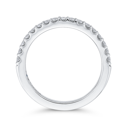 Round Diamond Half-Eternity Wedding Band in 14K White Gold