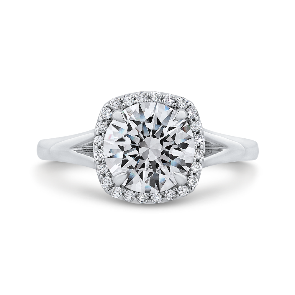 Split Shank Diamond Split Shank Halo Engagement Ring in 14K White Gold (Semi-Mount)