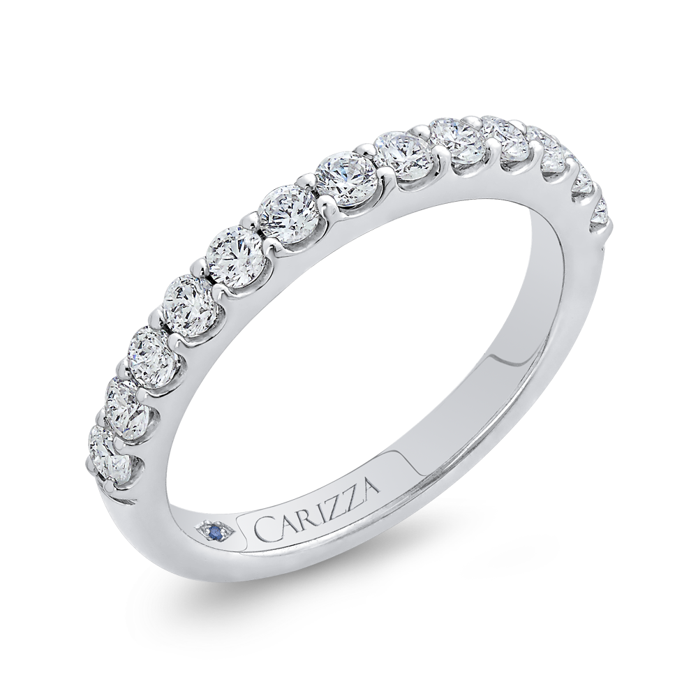 Round Diamond Half-Eternity Wedding Band in 14K White Gold
