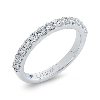 Round Diamond Half-Eternity Wedding Band in 14K White Gold