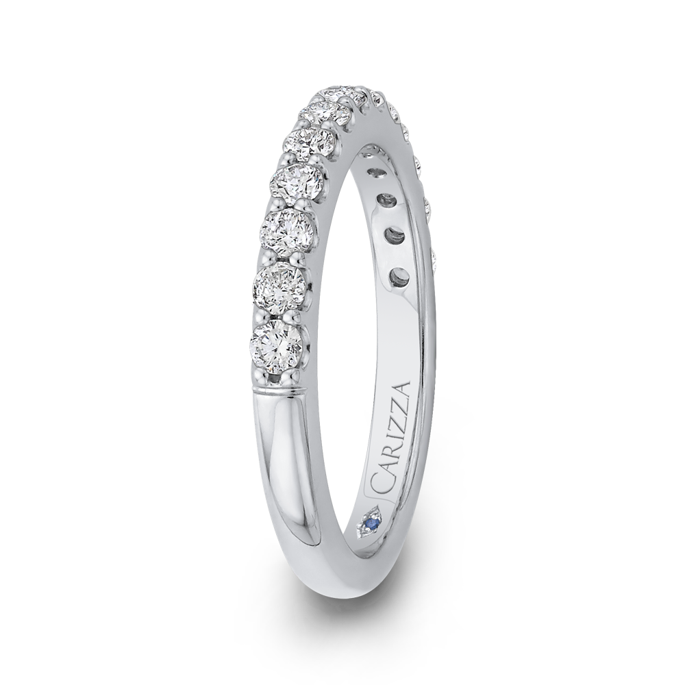 Round Diamond Half-Eternity Wedding Band in 14K White Gold