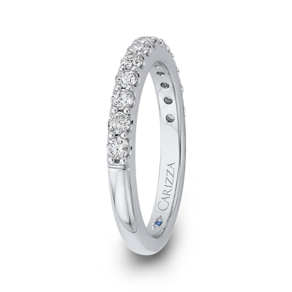Round Diamond Half-Eternity Wedding Band in 14K White Gold