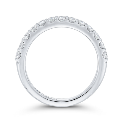 Round Diamond Half-Eternity Wedding Band in 14K White Gold