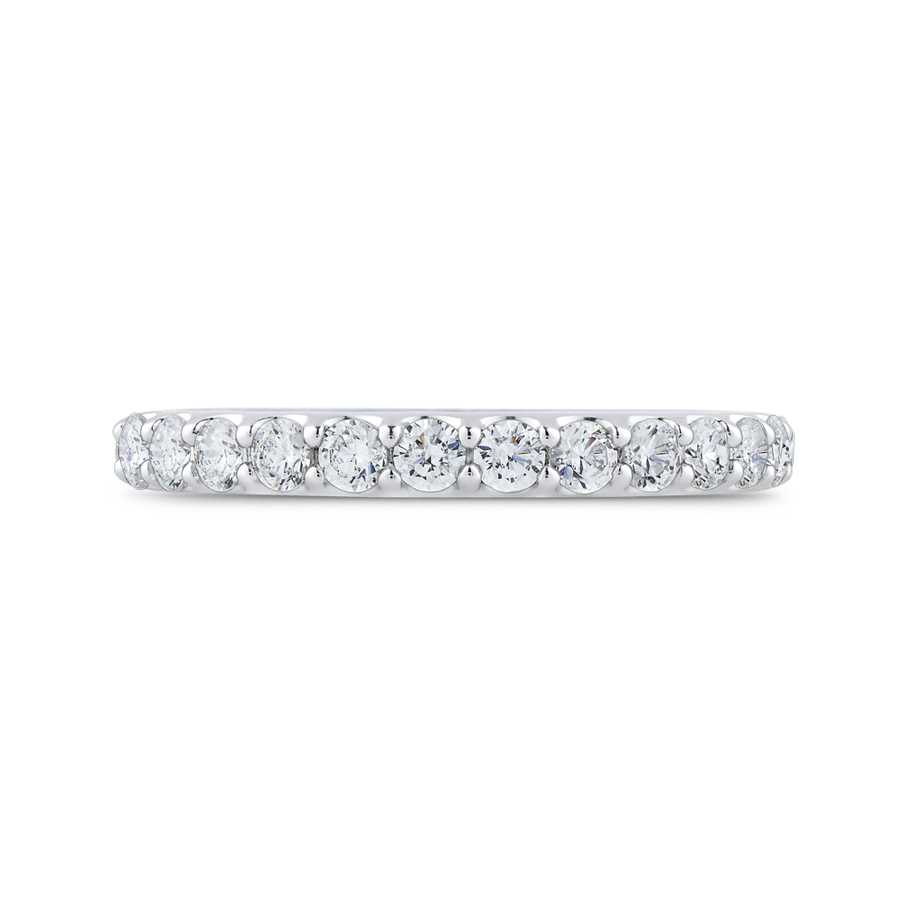 Round Diamond Half-Eternity Wedding Band in 14K White Gold