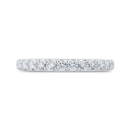 Round Diamond Half-Eternity Wedding Band in 14K White Gold