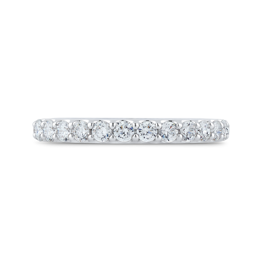 Round Diamond Half-Eternity Wedding Band in 14K White Gold