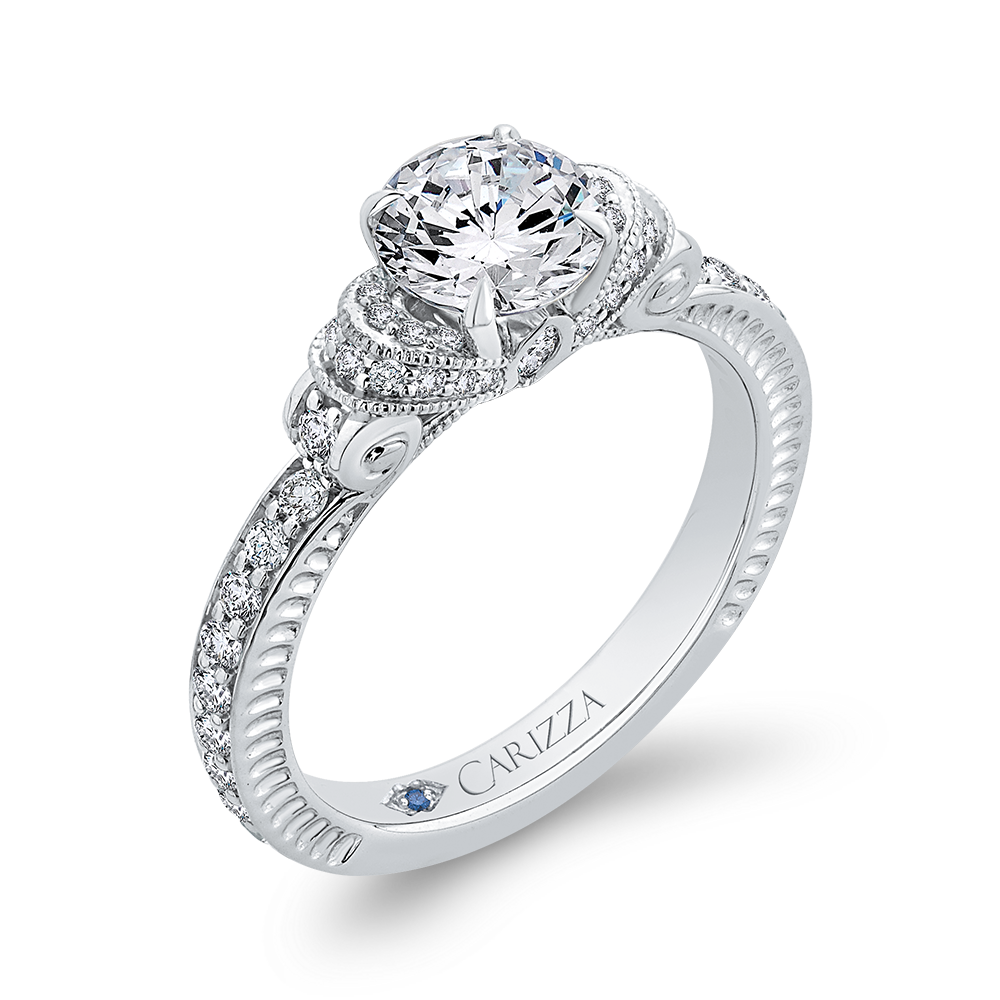 Diamond Engagement Ring in 14K White Gold (Semi-Mount)