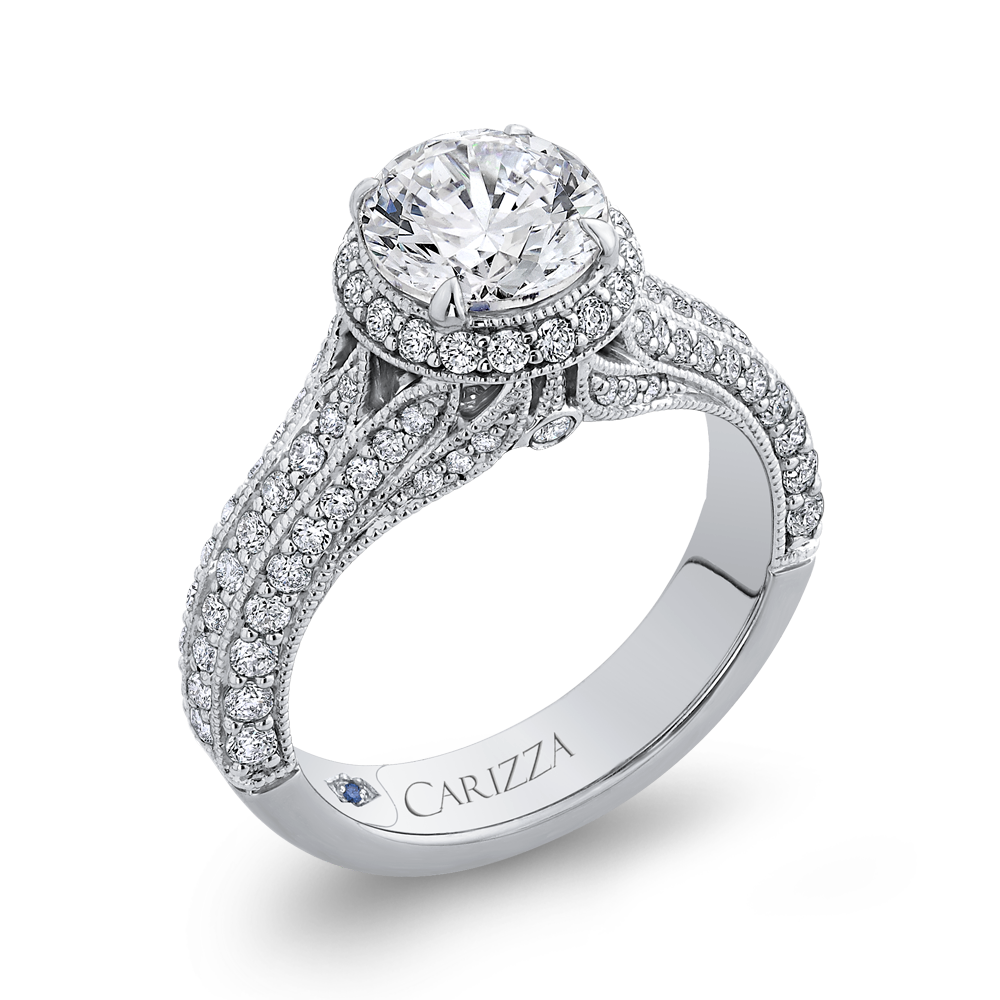 Split Shank Round Diamond Engagement Ring in 14K White Gold (Semi-Mount)