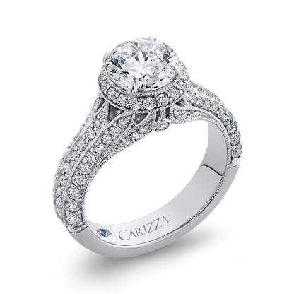 Split Shank Round Diamond Engagement Ring in 14K White Gold (Semi-Mount)