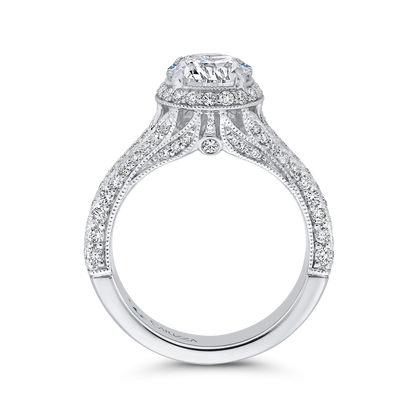 Split Shank Round Diamond Engagement Ring in 14K White Gold (Semi-Mount)