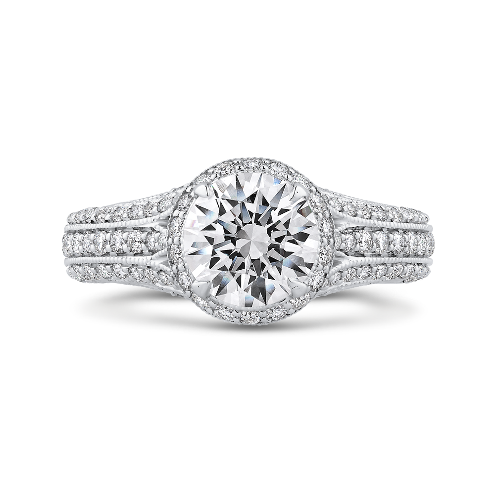 Split Shank Round Diamond Engagement Ring in 14K White Gold (Semi-Mount)