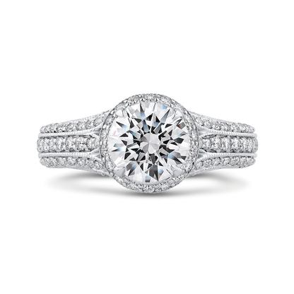 Split Shank Round Diamond Engagement Ring in 14K White Gold (Semi-Mount)