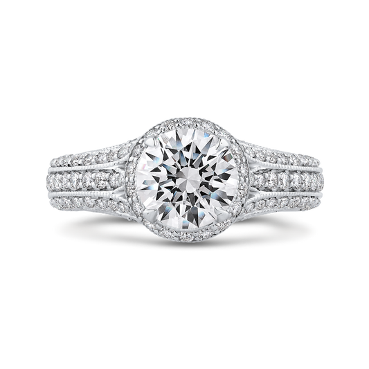 Split Shank Round Diamond Engagement Ring in 14K White Gold (Semi-Mount)