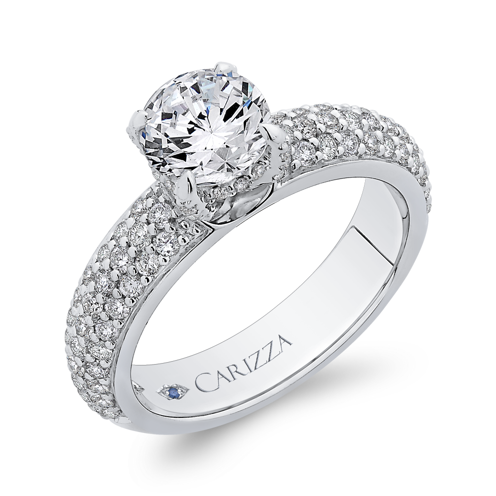 Round Diamond Engagement Ring in 14K White Gold (Semi-Mount)