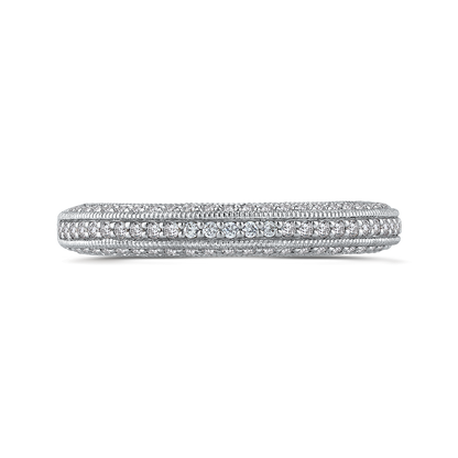 Round Diamond Half-Eternity Wedding Band in 14K White Gold