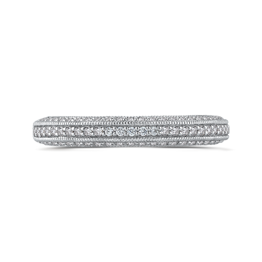 Round Diamond Half-Eternity Wedding Band in 14K White Gold