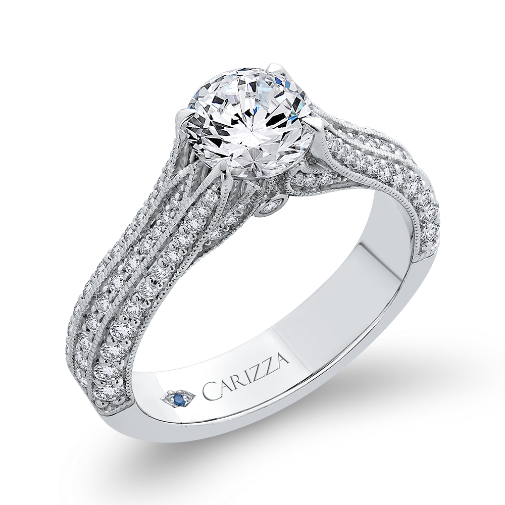 Split Shank Round Diamond Engagement Ring in 14K White Gold (Semi-Mount)