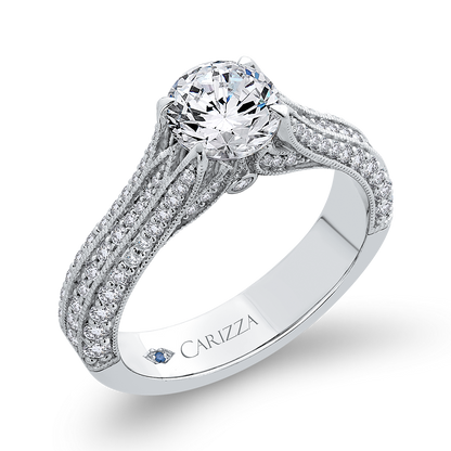 Split Shank Round Diamond Engagement Ring in 14K White Gold (Semi-Mount)