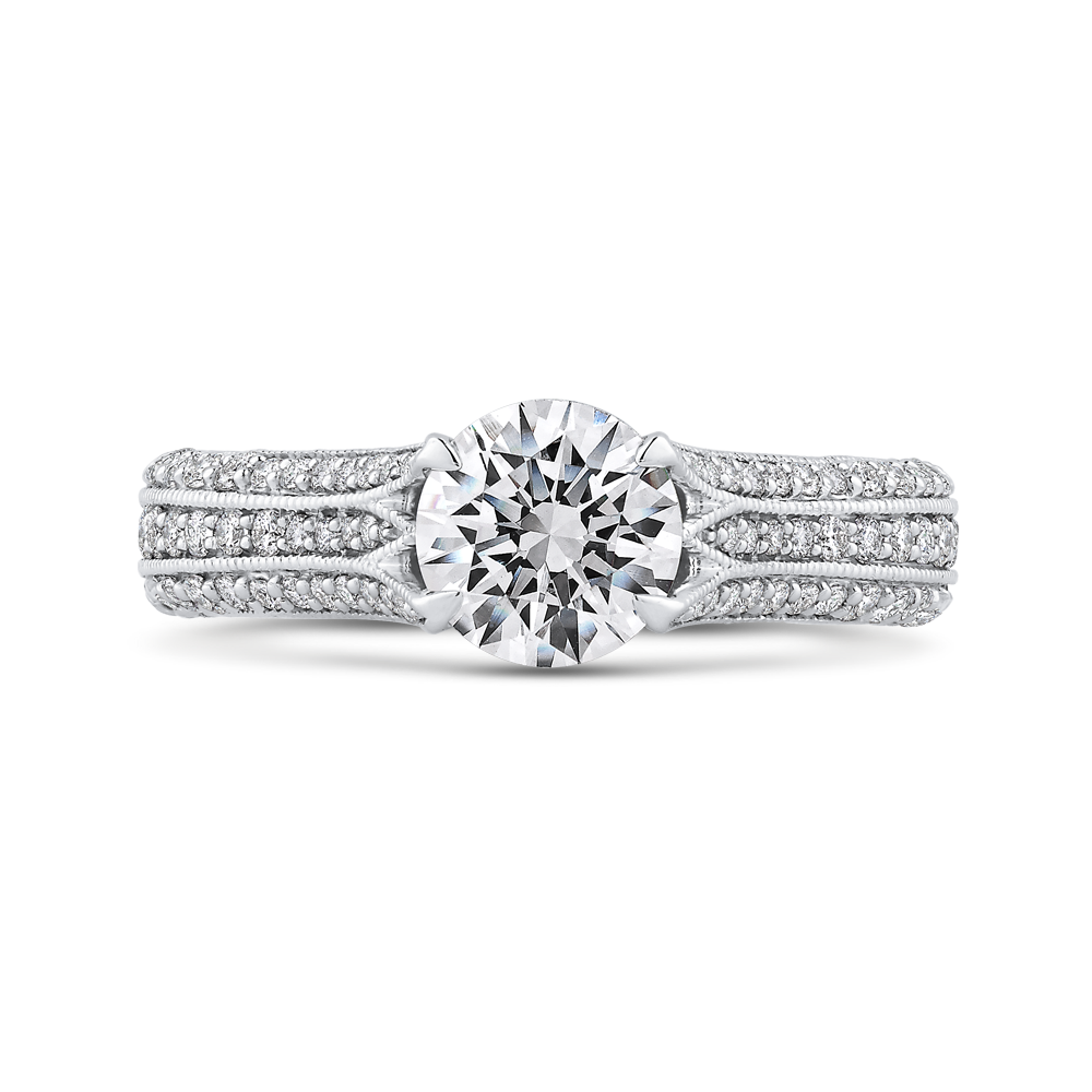 Split Shank Round Diamond Engagement Ring in 14K White Gold (Semi-Mount)