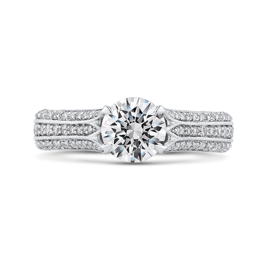 Split Shank Round Diamond Engagement Ring in 14K White Gold (Semi-Mount)