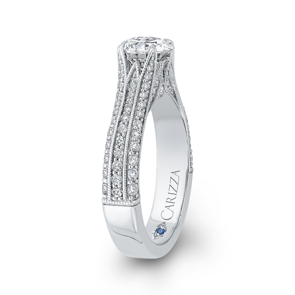 Split Shank Round Diamond Engagement Ring in 14K White Gold (Semi-Mount)