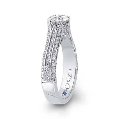 Split Shank Round Diamond Engagement Ring in 14K White Gold (Semi-Mount)