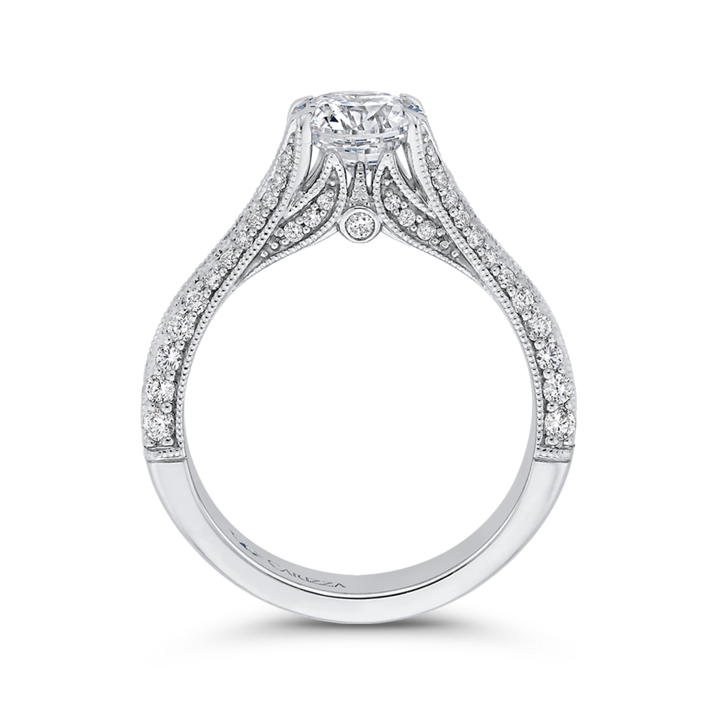 Split Shank Round Diamond Engagement Ring in 14K White Gold (Semi-Mount)