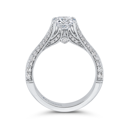 Split Shank Round Diamond Engagement Ring in 14K White Gold (Semi-Mount)