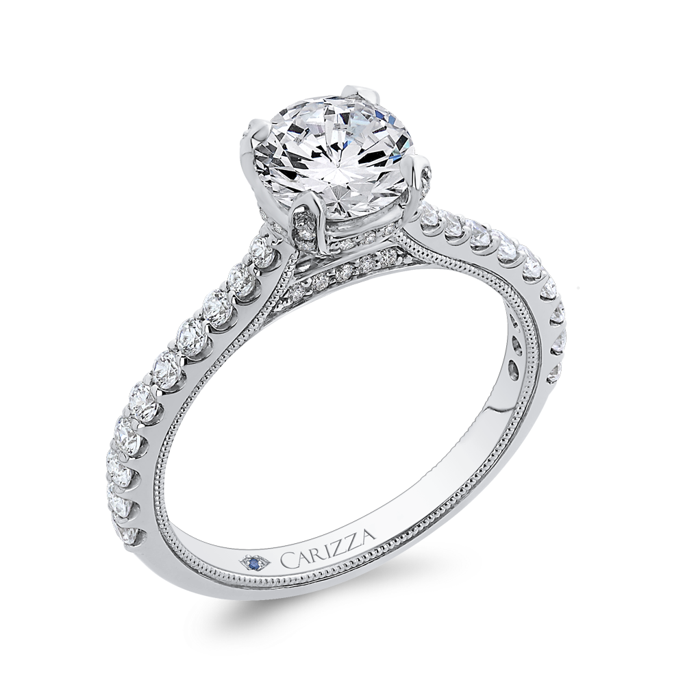 Round Diamond Engagement Ring in 14K White Gold (Semi-Mount)