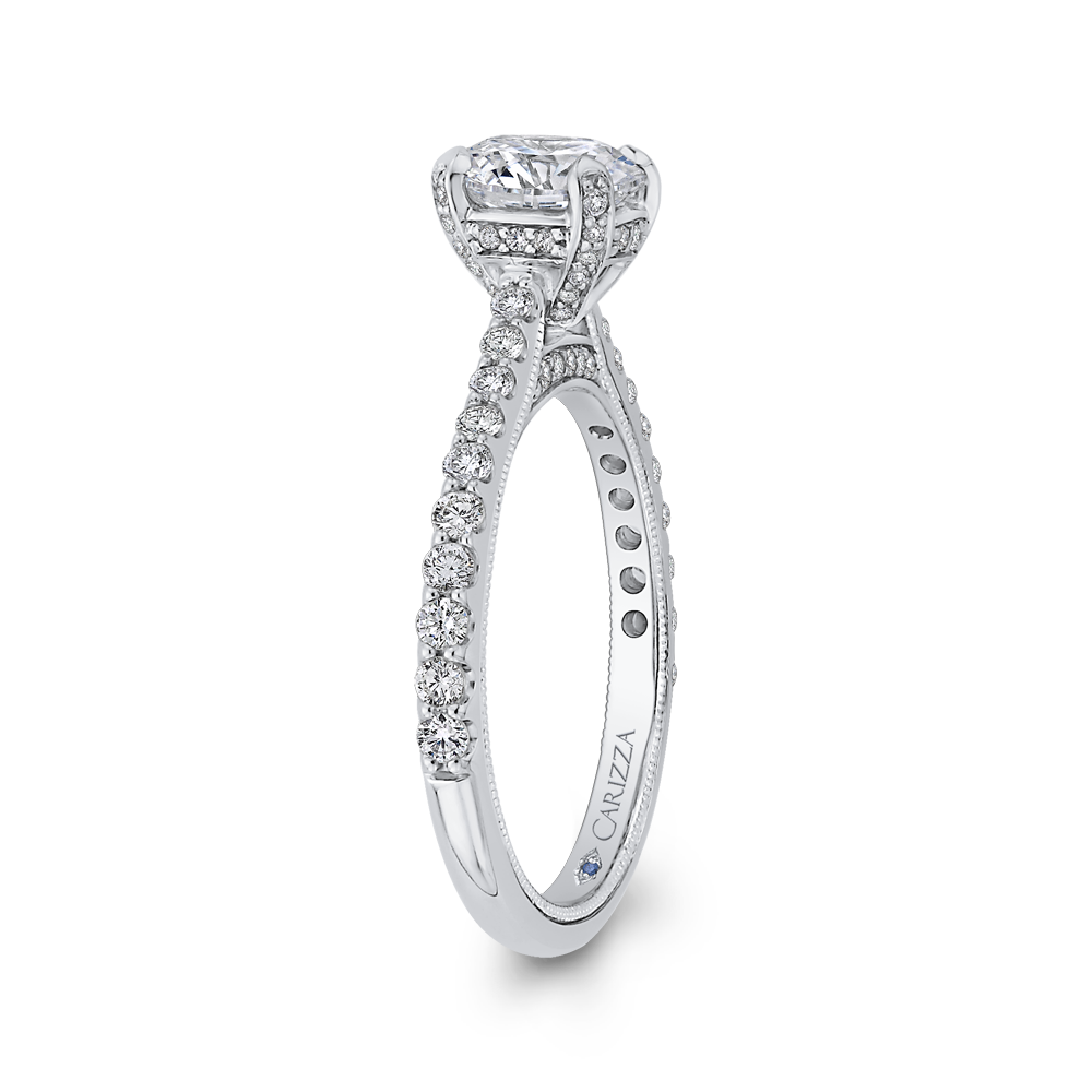 Round Diamond Engagement Ring in 14K White Gold (Semi-Mount)