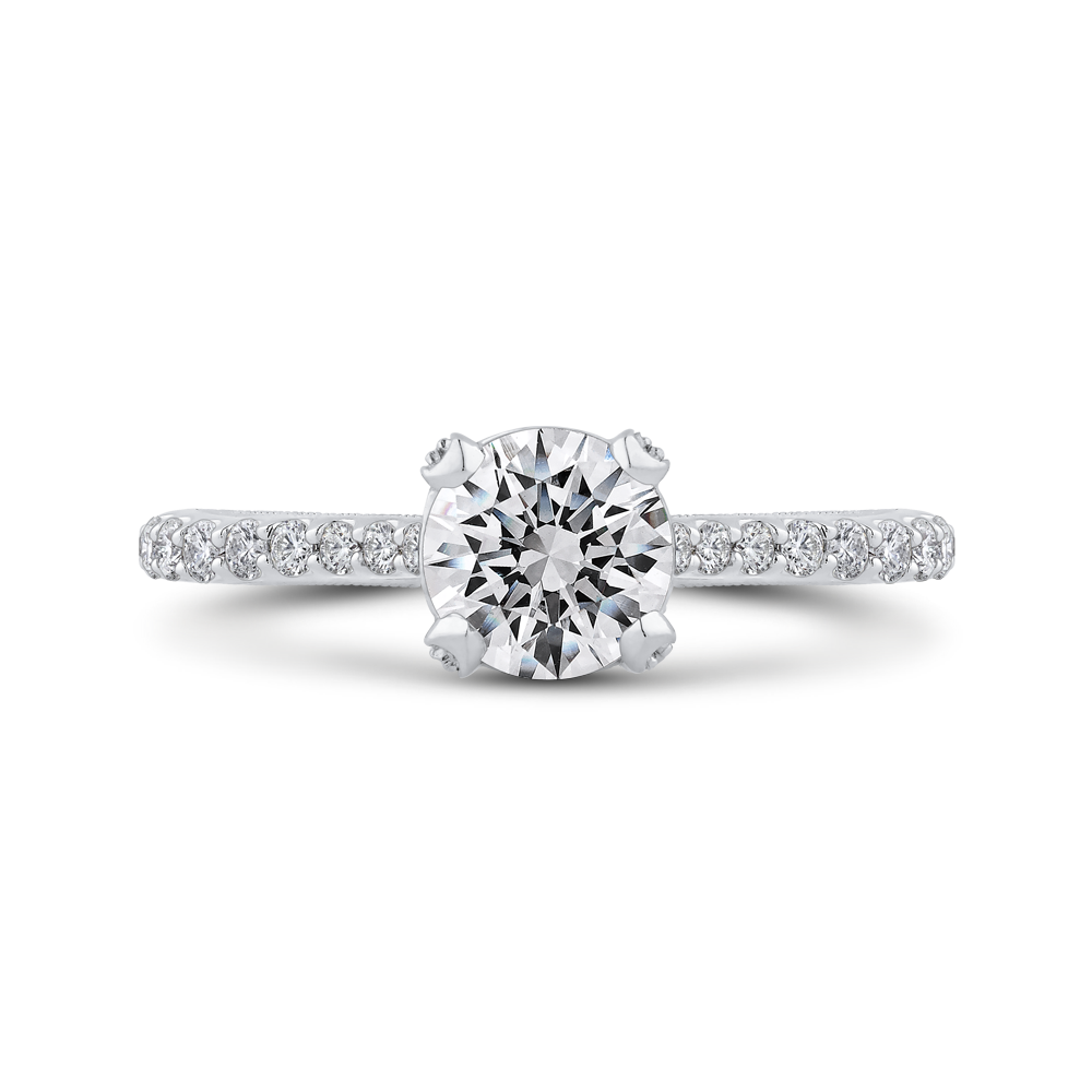 Round Diamond Engagement Ring in 14K White Gold (Semi-Mount)