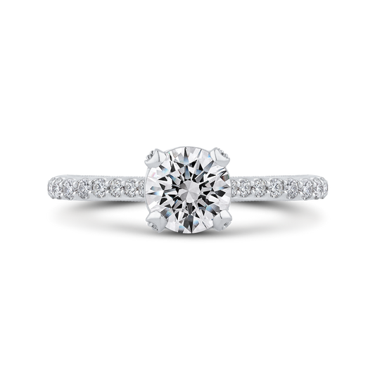 Round Diamond Engagement Ring in 14K White Gold (Semi-Mount)