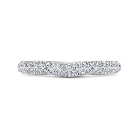 Round Diamond Half-Eternity Wedding Band in 14K White Gold