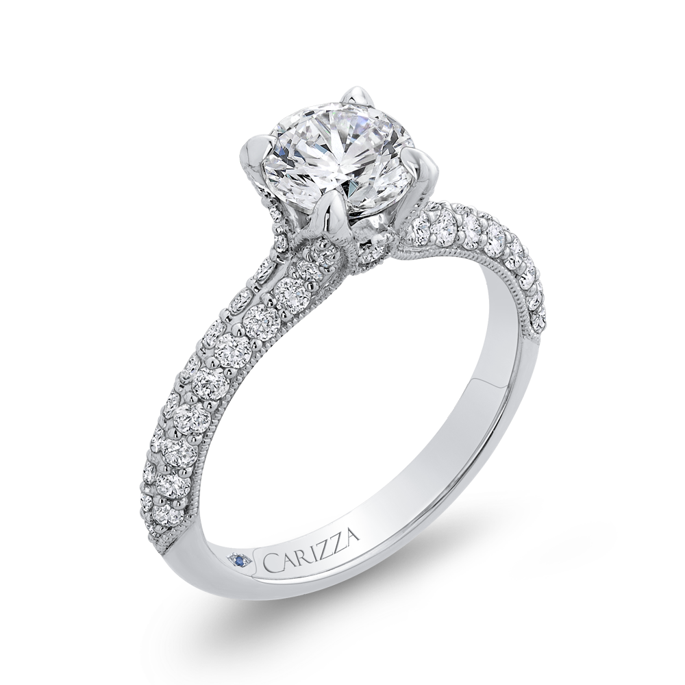 Round Diamond Engagement Ring in 14K White Gold (Semi-Mount)