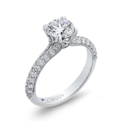 Round Diamond Engagement Ring in 14K White Gold (Semi-Mount)