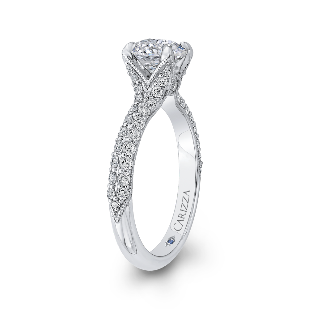 Round Diamond Engagement Ring in 14K White Gold (Semi-Mount)