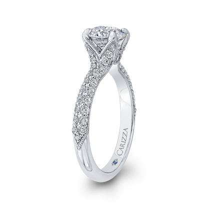 Round Diamond Engagement Ring in 14K White Gold (Semi-Mount)