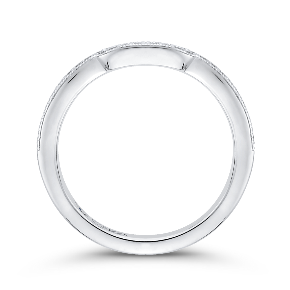 Round Diamond Half-Eternity Wedding Band in 14K White Gold