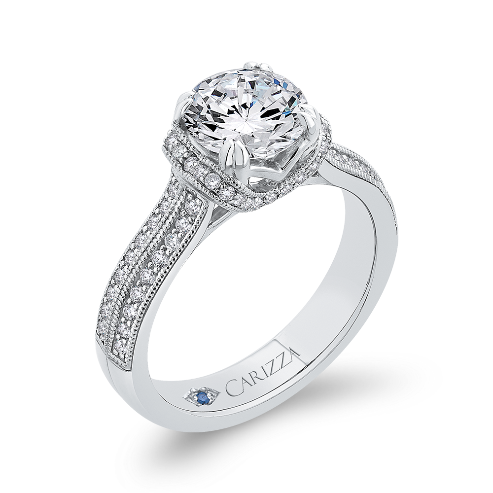 Round Diamond Engagement Ring in 14K White Gold (Semi-Mount)