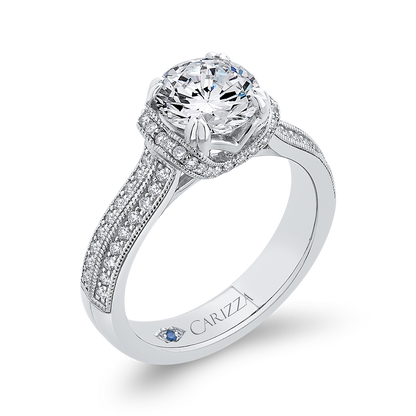 Round Diamond Engagement Ring in 14K White Gold (Semi-Mount)