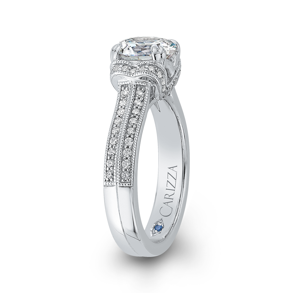 Round Diamond Engagement Ring in 14K White Gold (Semi-Mount)