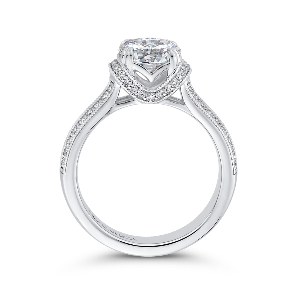 Round Diamond Engagement Ring in 14K White Gold (Semi-Mount)