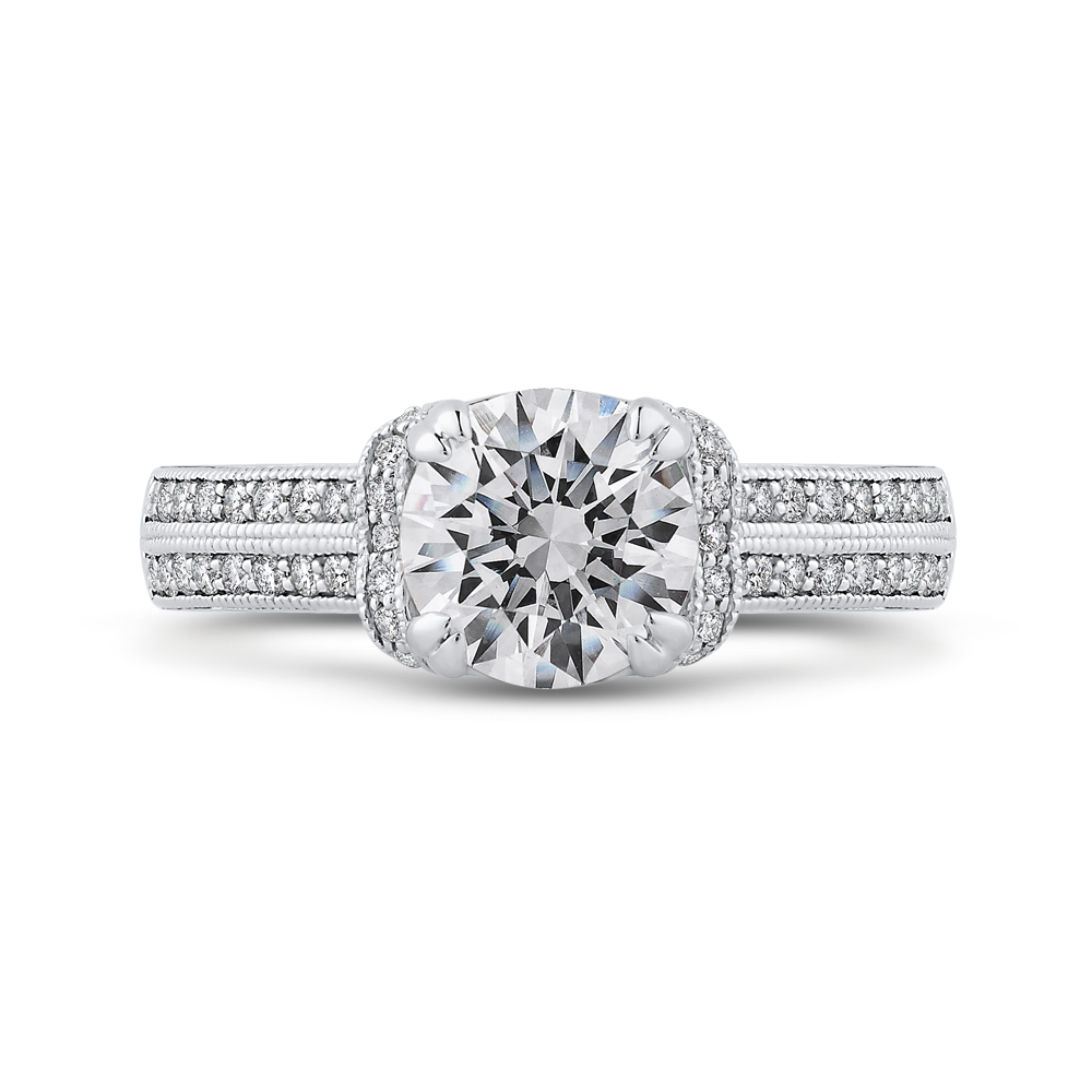 Round Diamond Engagement Ring in 14K White Gold (Semi-Mount)