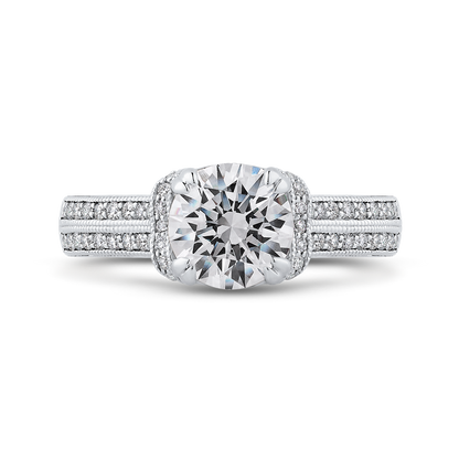 Round Diamond Engagement Ring in 14K White Gold (Semi-Mount)