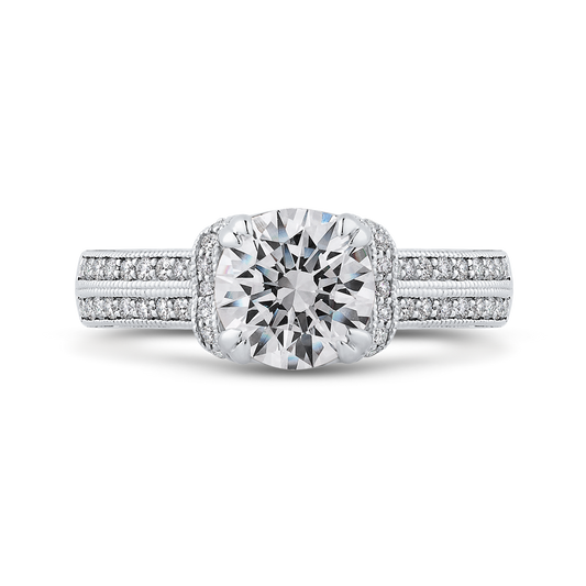 Round Diamond Engagement Ring in 14K White Gold (Semi-Mount)