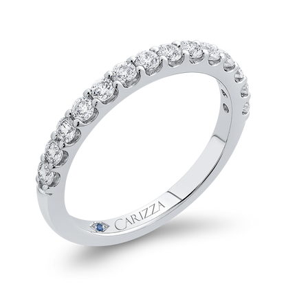 Round Diamond Half-Eternity Wedding Band in 14K White Gold
