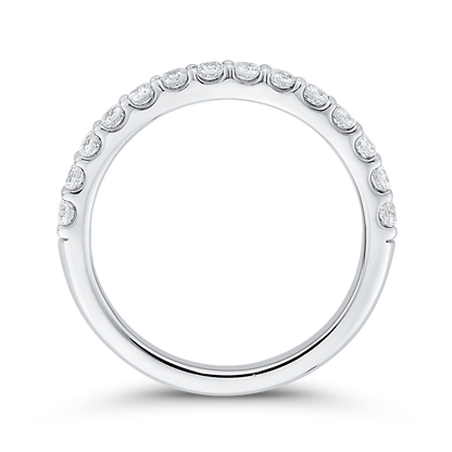 Round Diamond Half-Eternity Wedding Band in 14K White Gold